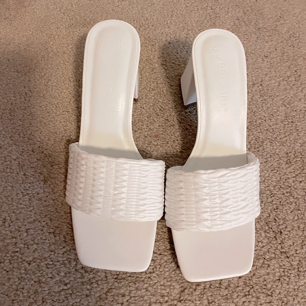 Brand new white block heels super comfortable!